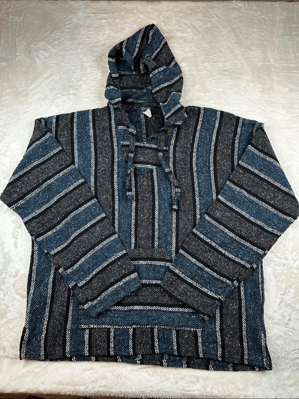 EARTHBOUND Trading Size XXL Hooded Striped Pullover Sweater Blue & Black |Casual